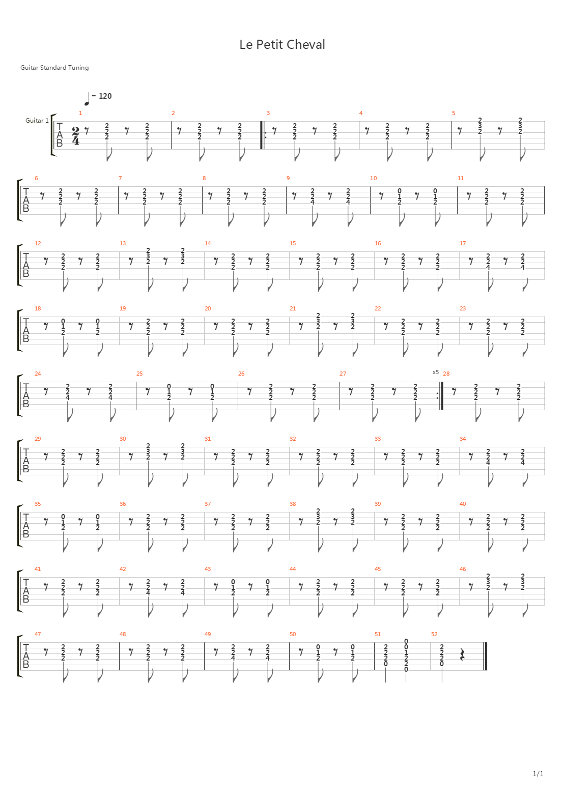Le Petit Cheval吉他谱
