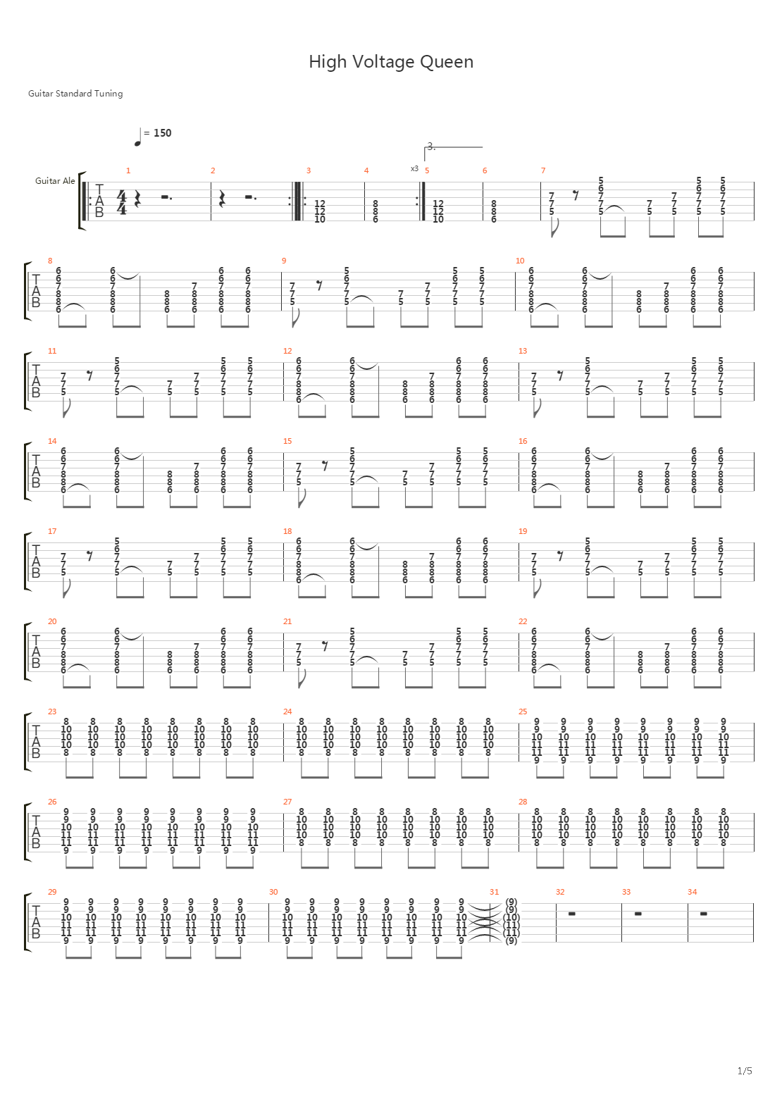 High Voltage Queen吉他谱