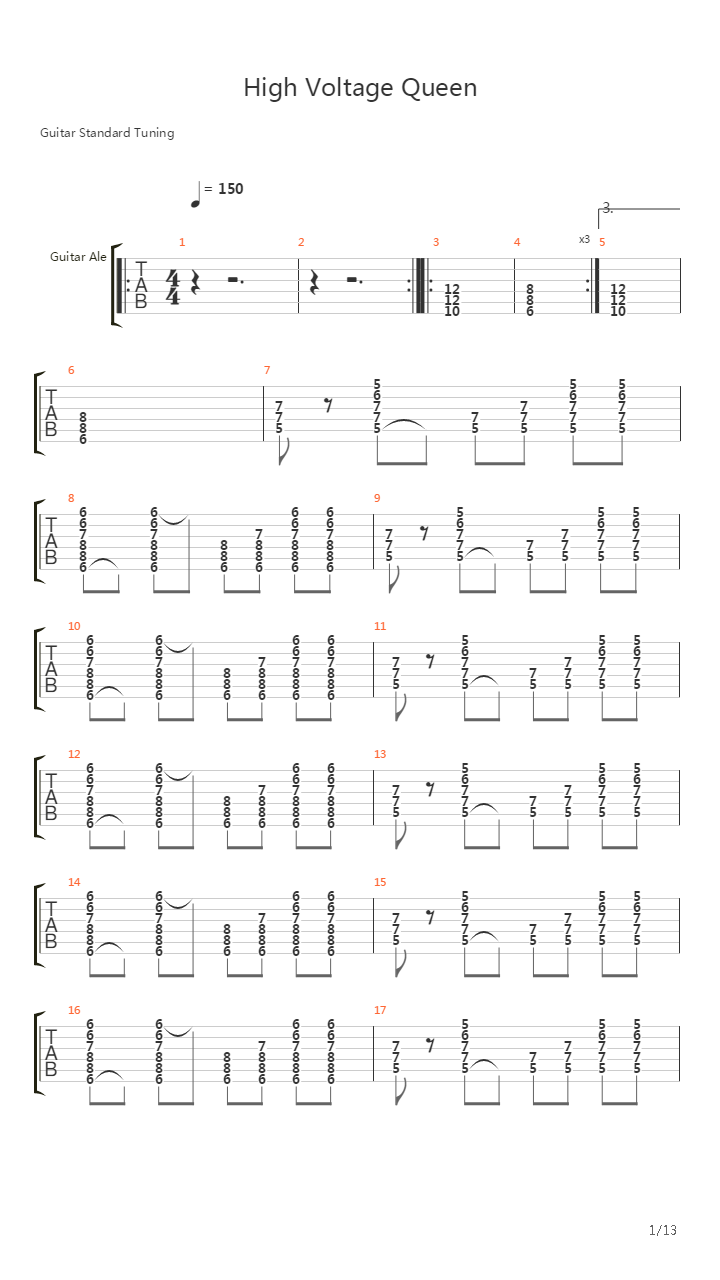 High Voltage Queen吉他谱