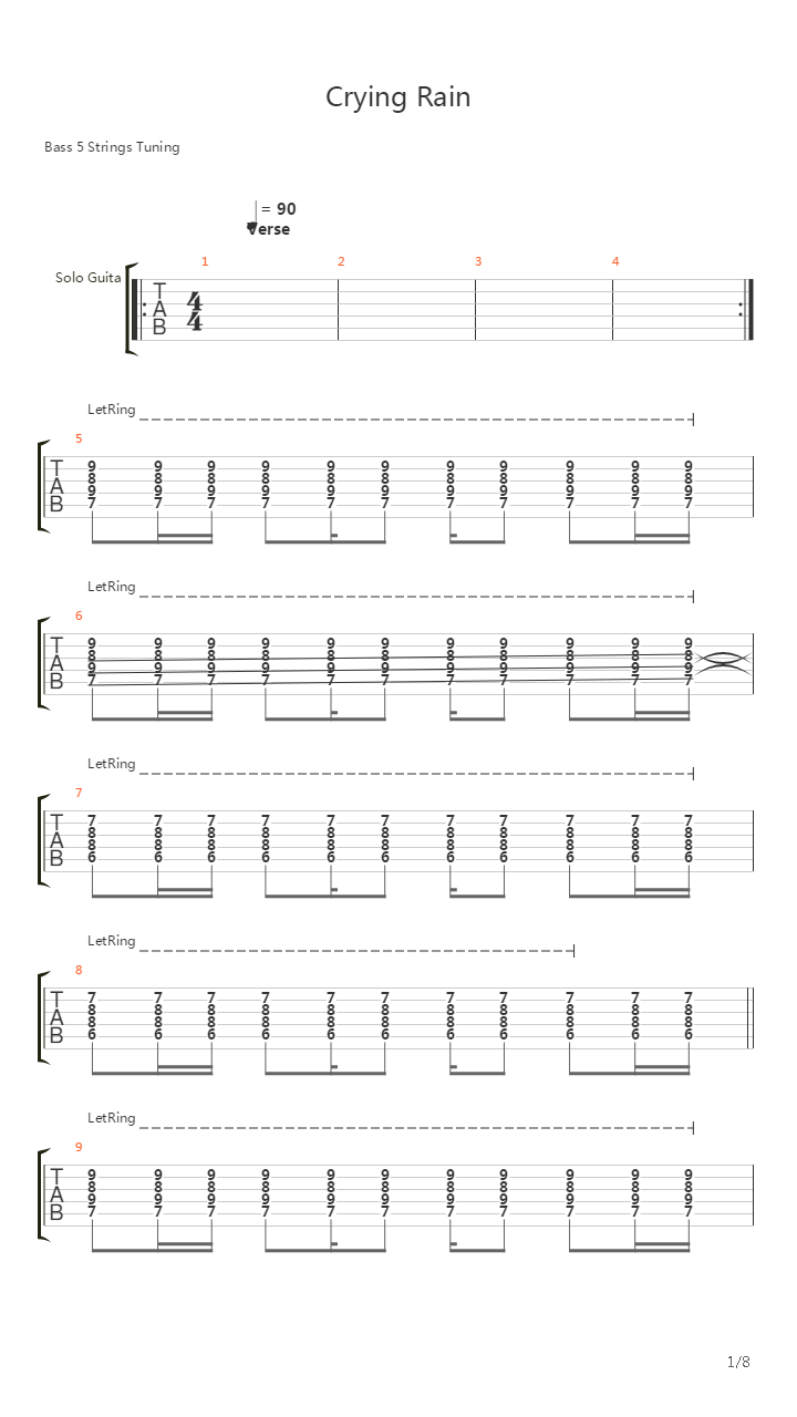 Crying Rain吉他谱