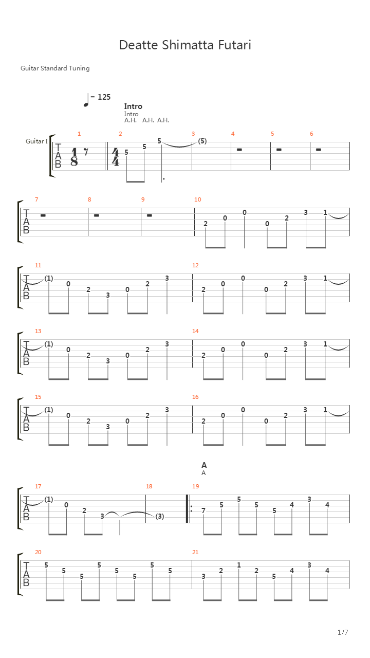 Deatte Shimatta Futari吉他谱