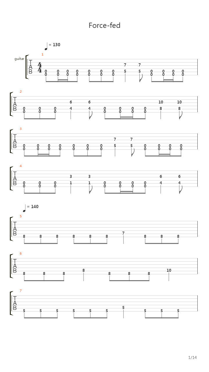 Force-Fed吉他谱