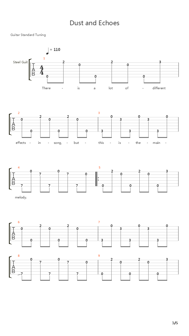 Dust And Echoes吉他谱