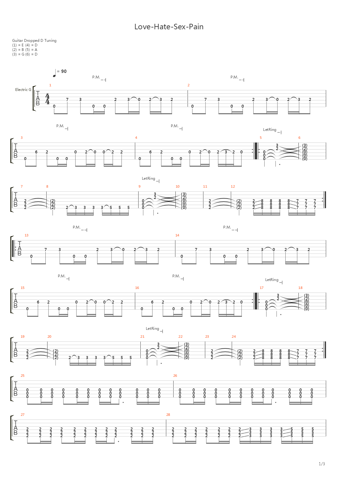 Love-Hate-Sex-Pain吉他谱