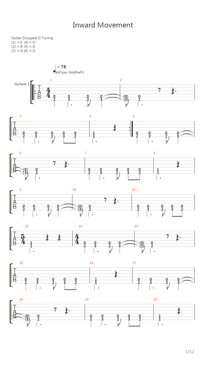 Inward Movement吉他谱
