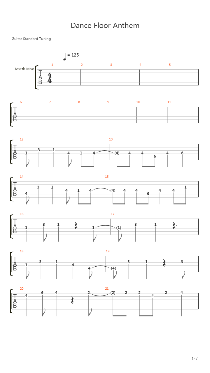Dance Floor Anthem吉他谱
