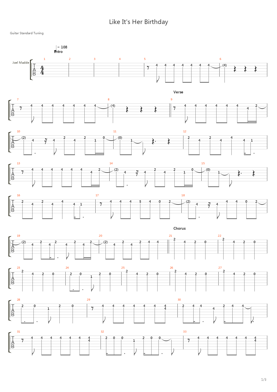 Like Its Her Birthday Complete吉他谱