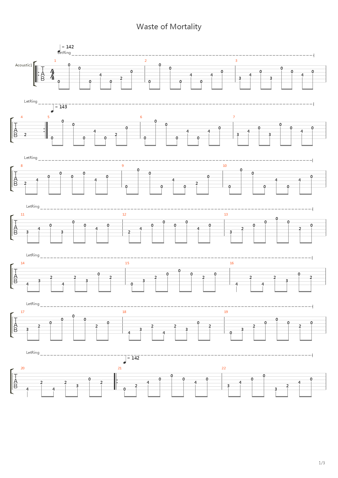 Waste Of Mortality吉他谱