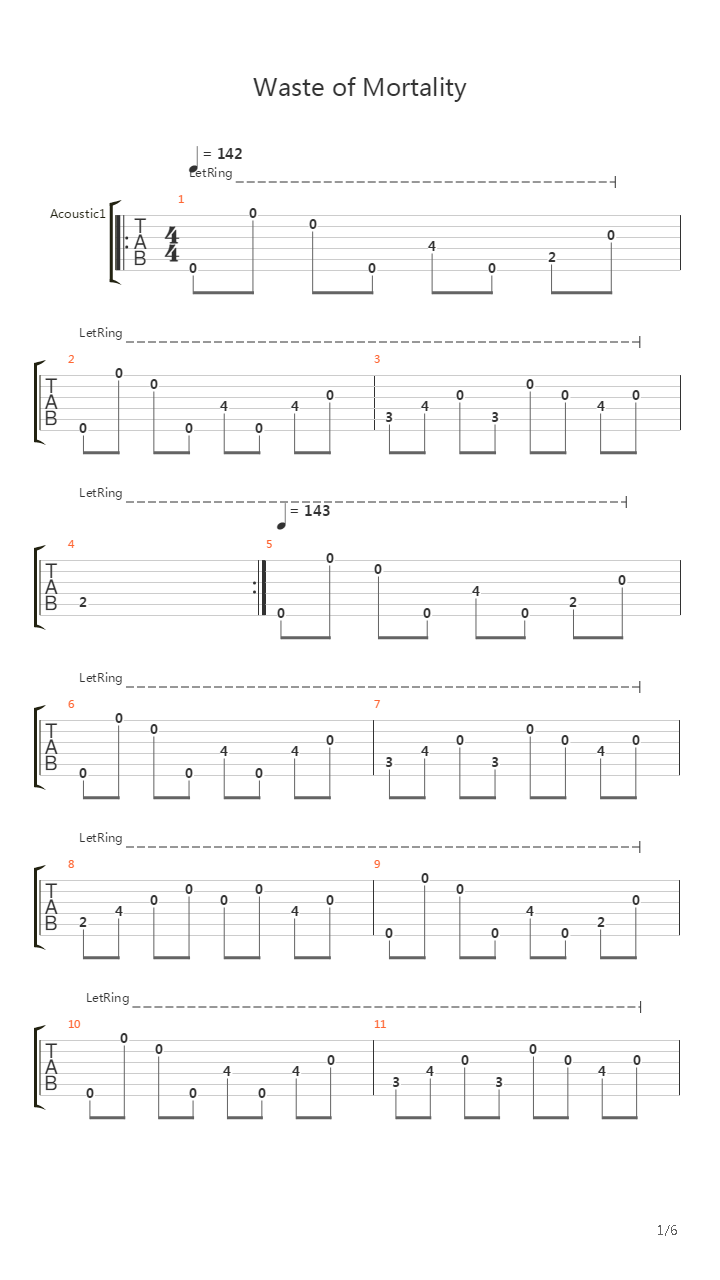 Waste Of Mortality吉他谱