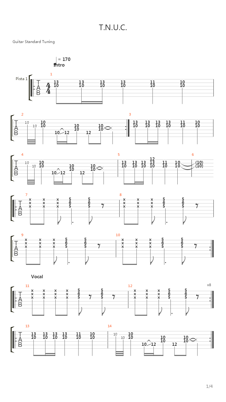 T.N.U.C吉他谱