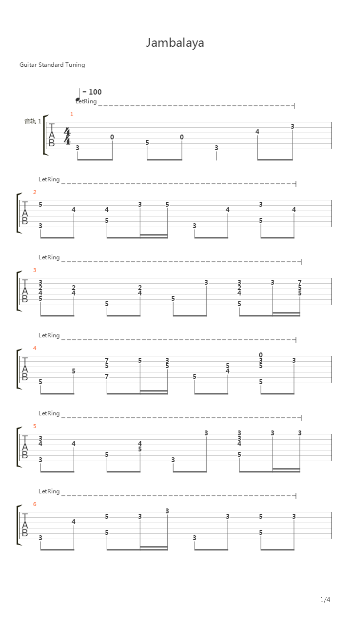 Jambalaya吉他谱