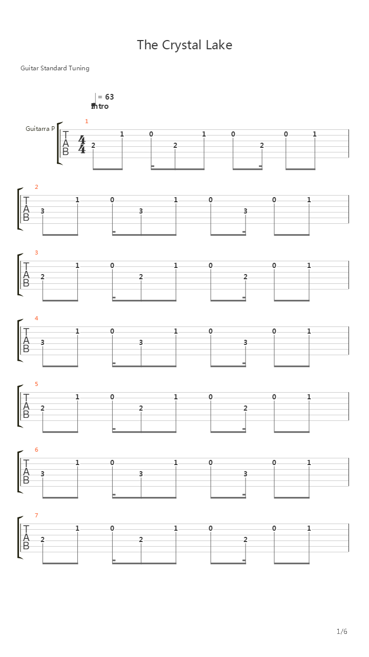 The Crystal Lake吉他谱
