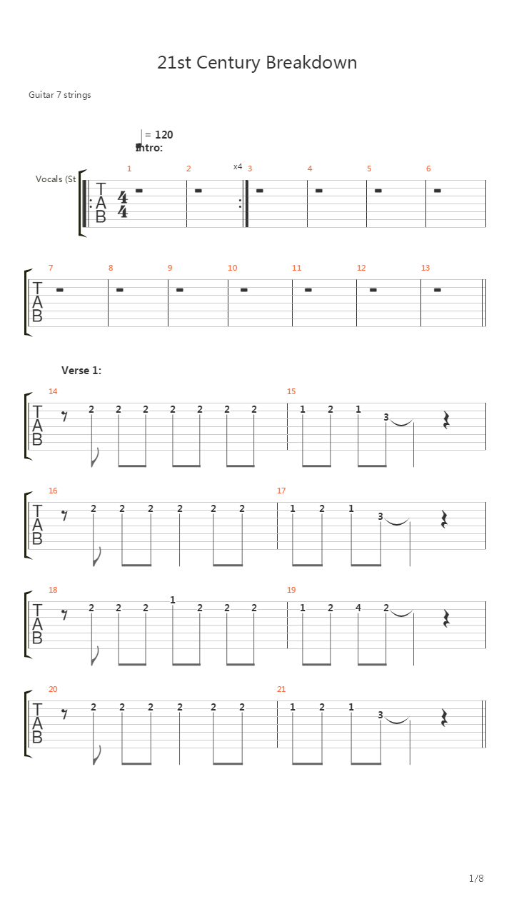 21st Century Breakdown吉他谱