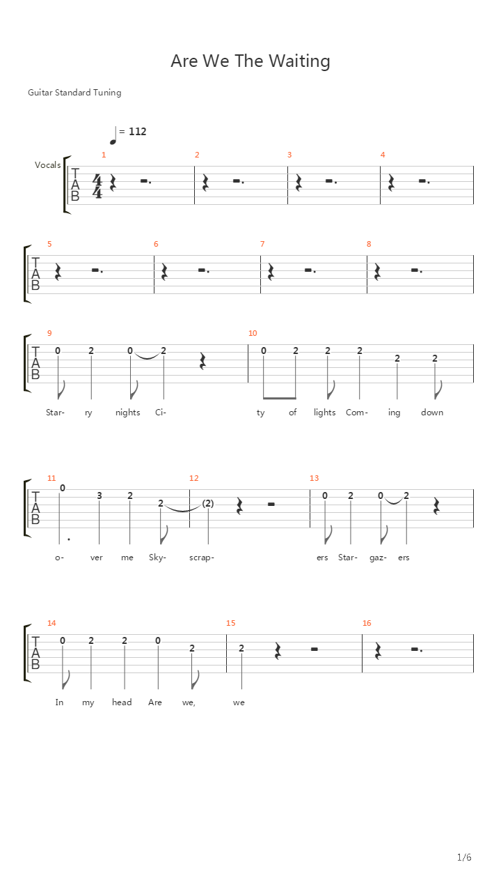 Are We The Waiting吉他谱