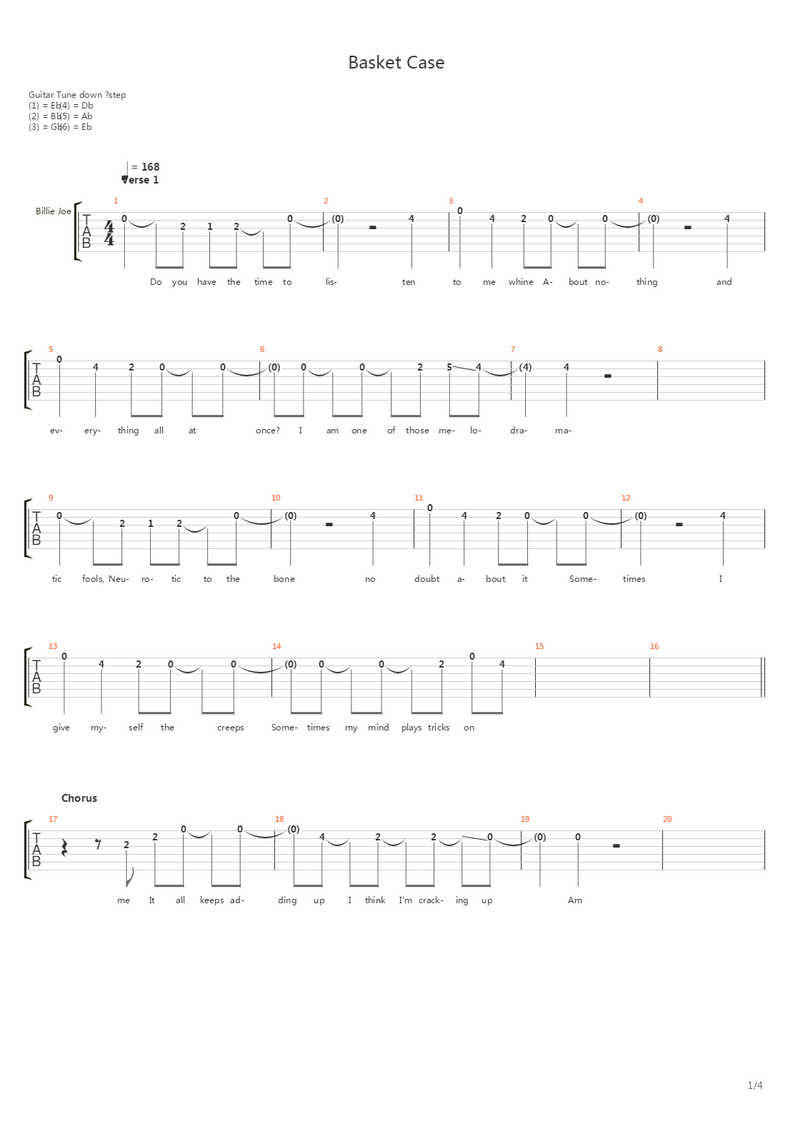 Basket Case吉他谱