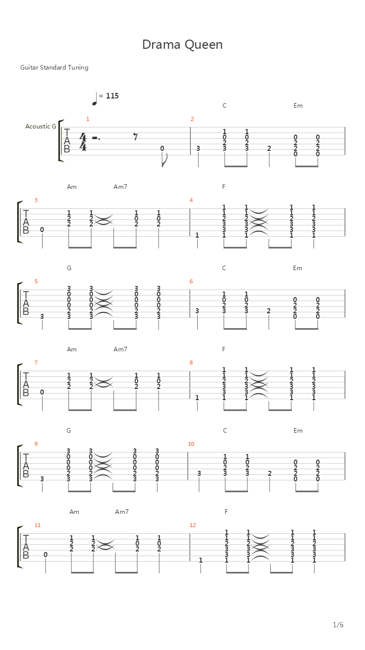 Drama Queen吉他谱