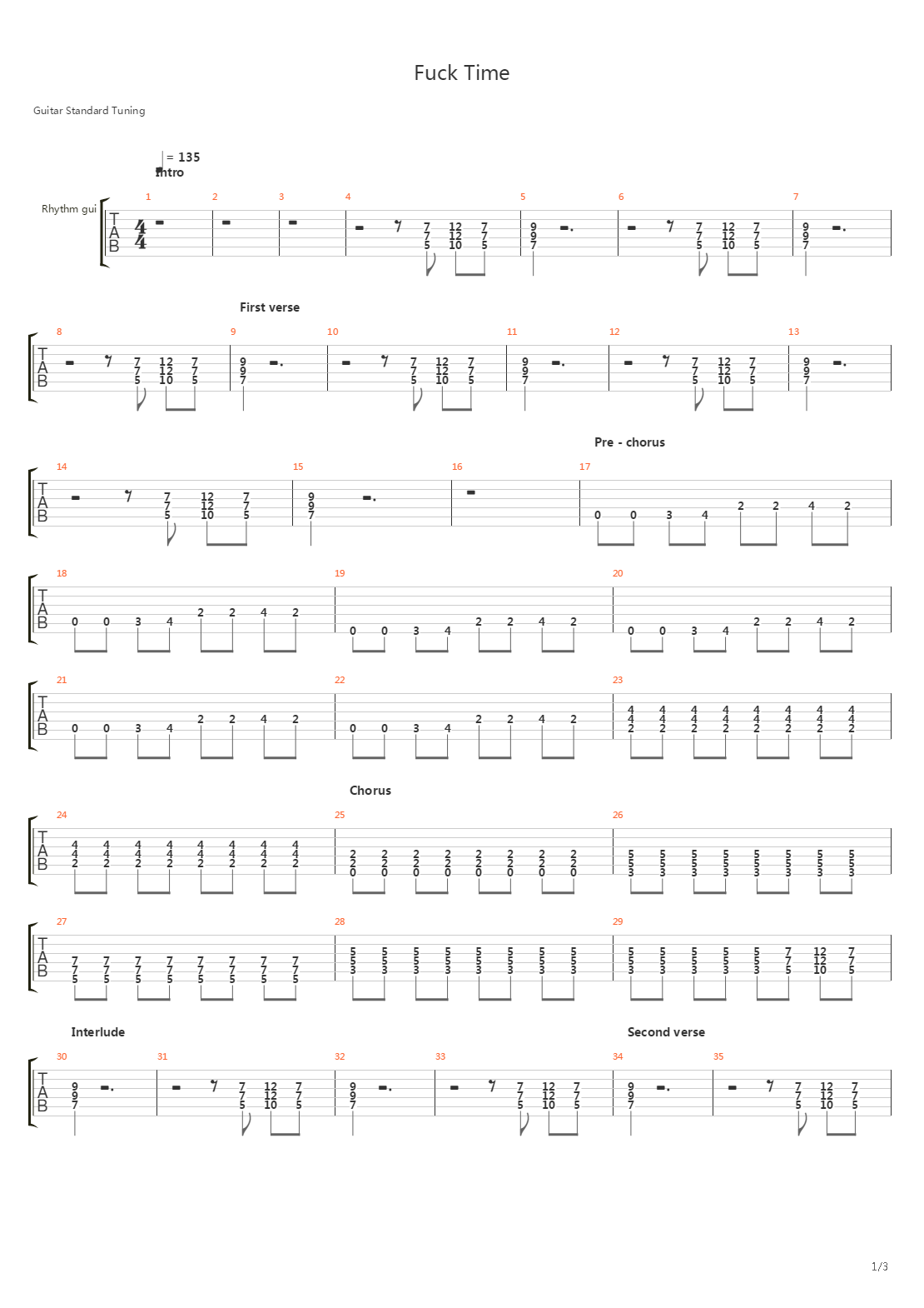 Fuck Time吉他谱