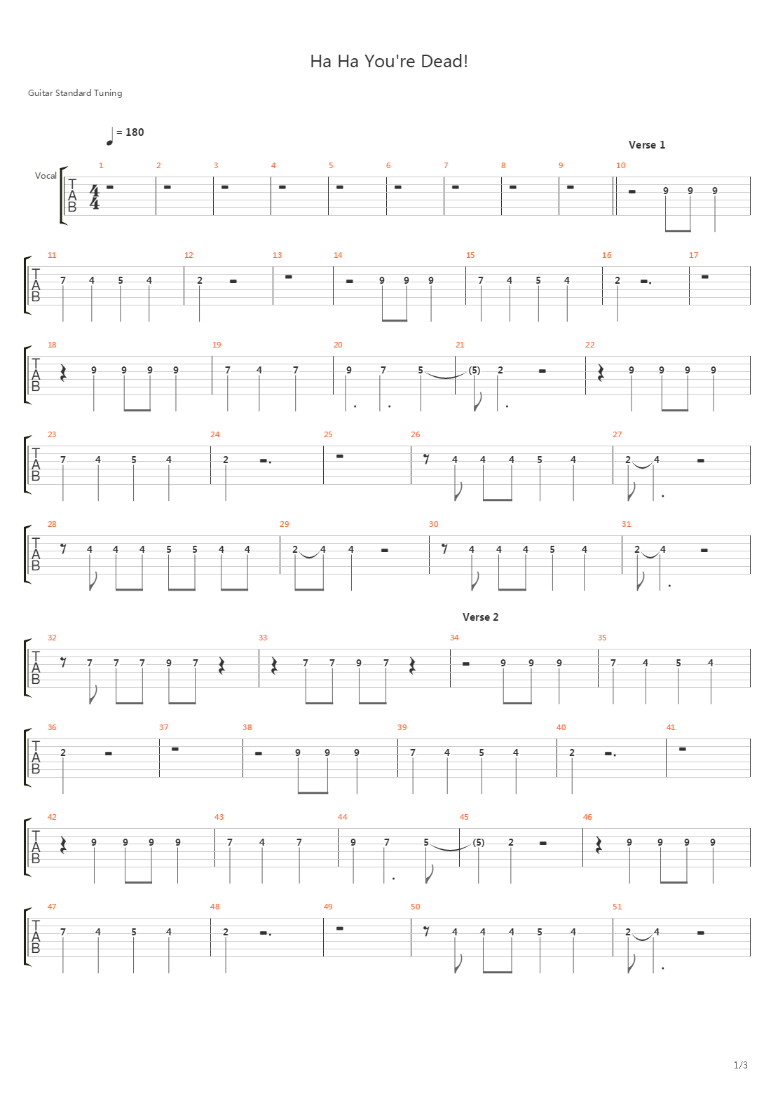 Ha Ha You're Dead吉他谱