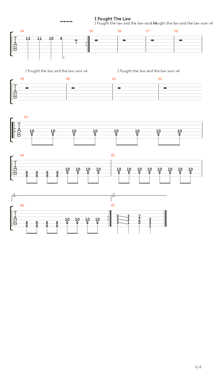 I Fought The Law吉他谱
