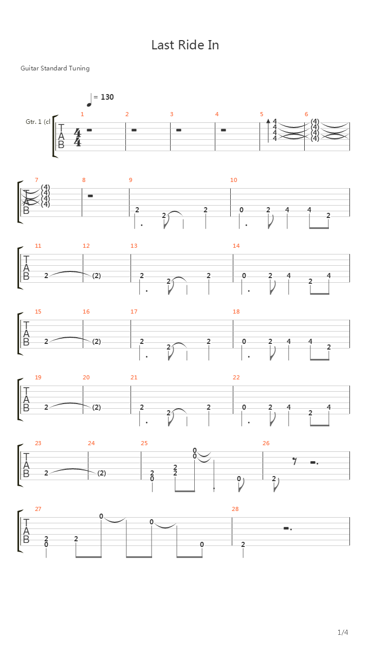 Last Ride In吉他谱