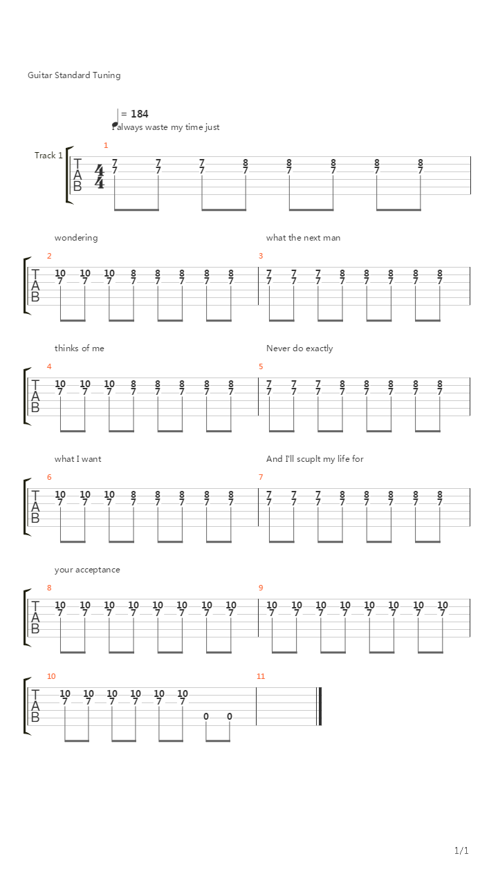 Road To Acceptance吉他谱