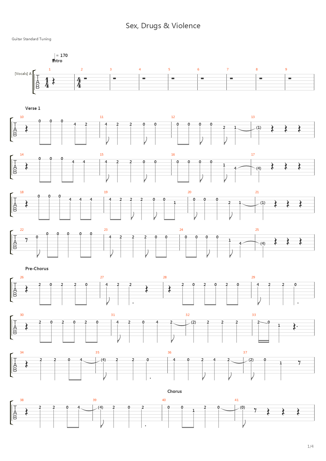 Sex, Drugs & Violence吉他谱