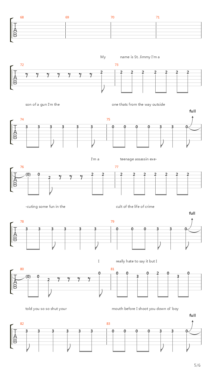 St. Jimmy吉他谱