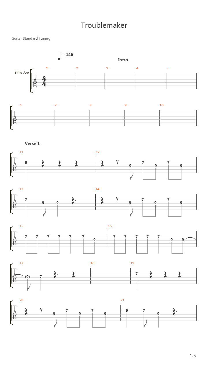 Troublemaker吉他谱