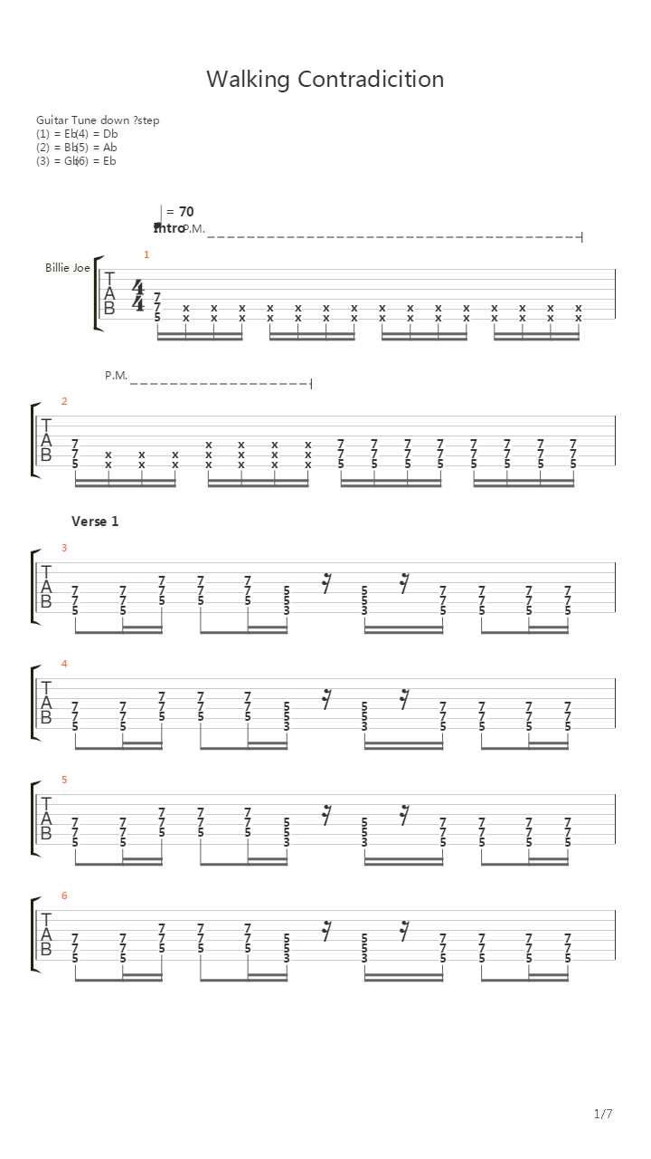 Walking Contradiction吉他谱