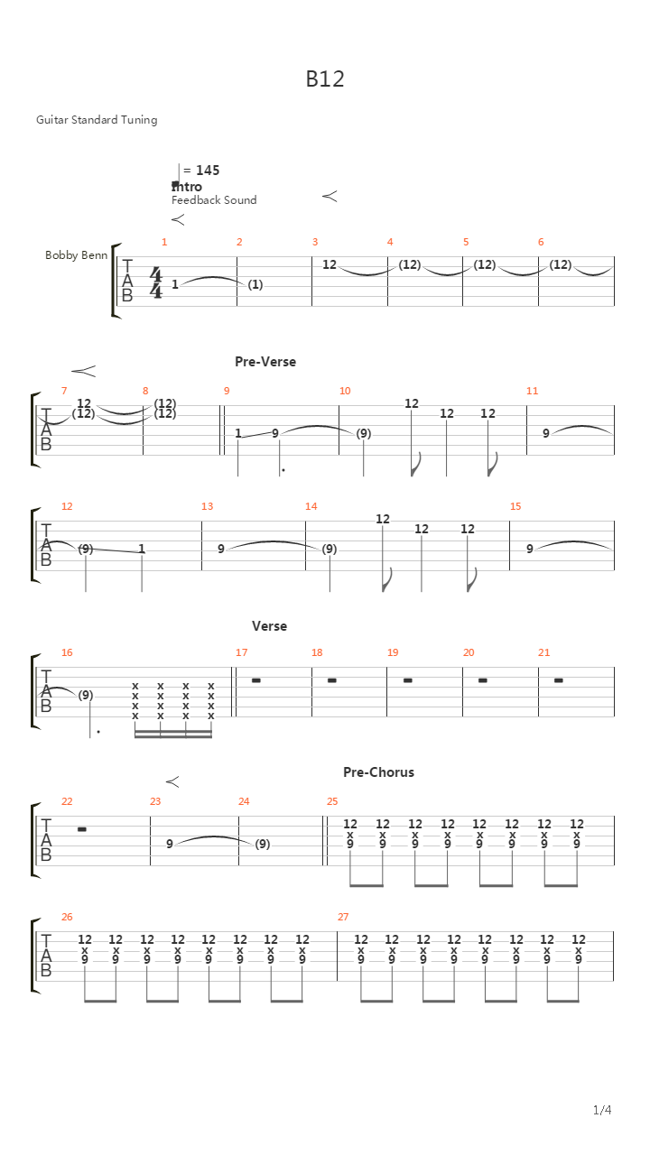 B12吉他谱