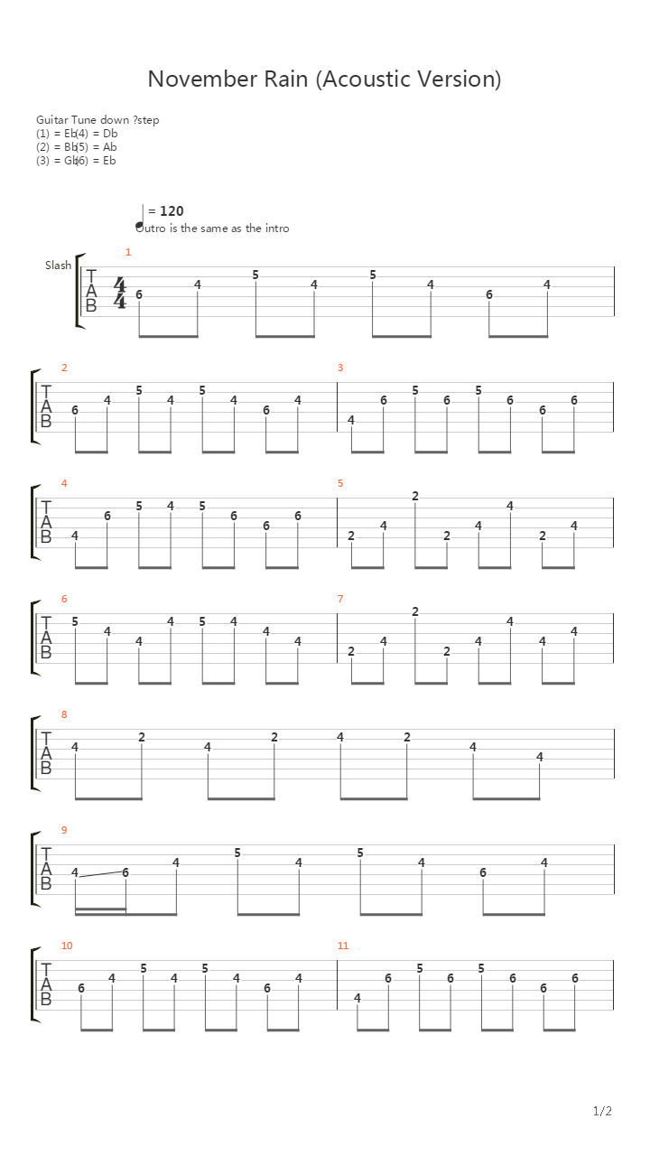 November Rain Acoustic吉他谱