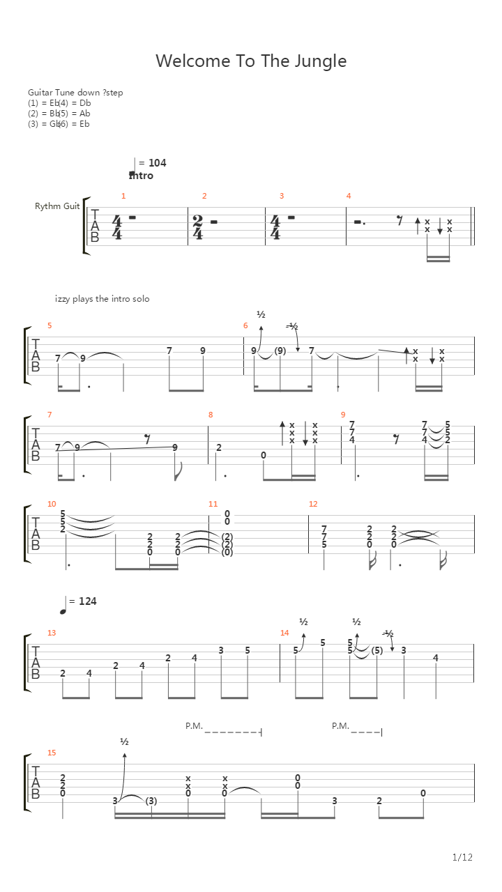 Welcome To The Jungle吉他谱