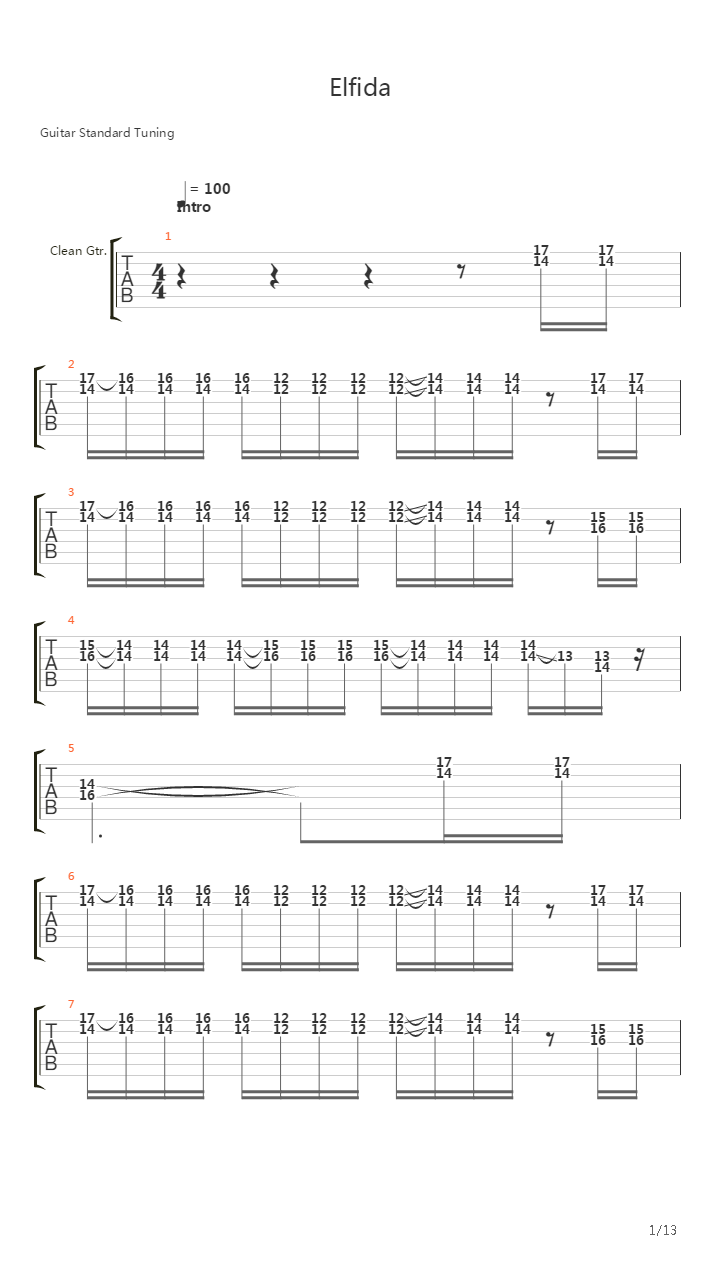 Elfida V2吉他谱