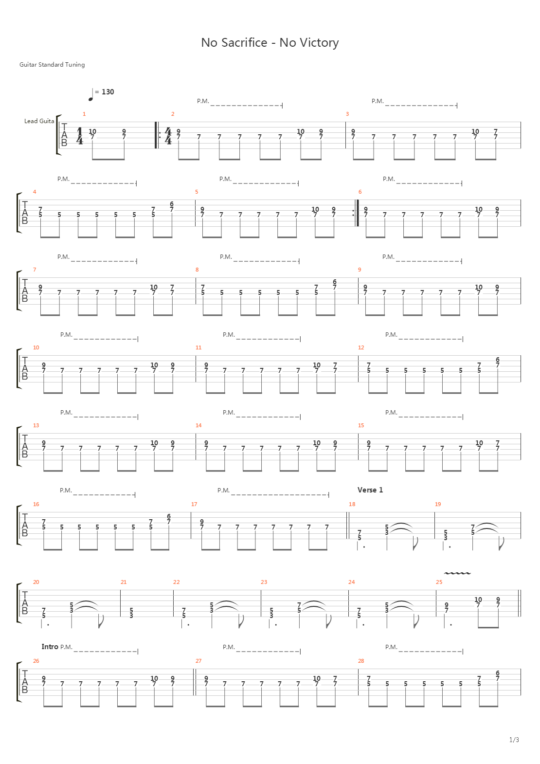 No Sacrifice No Victory吉他谱