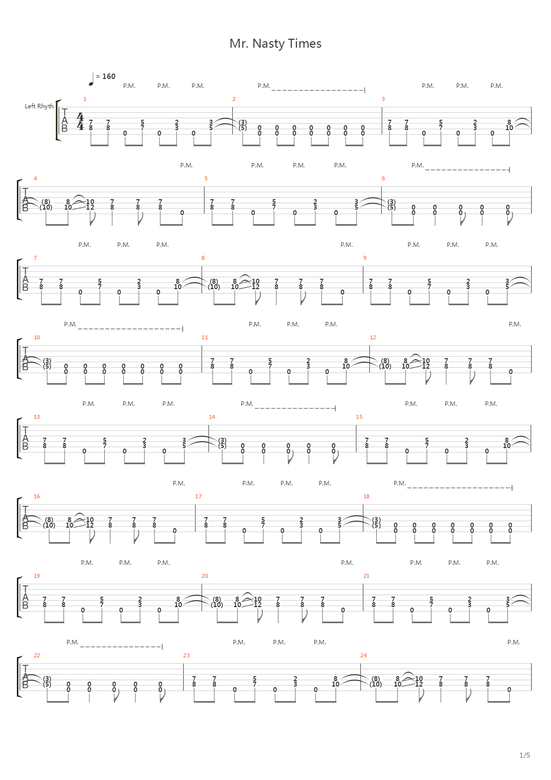 Mr. Nasty Times吉他谱