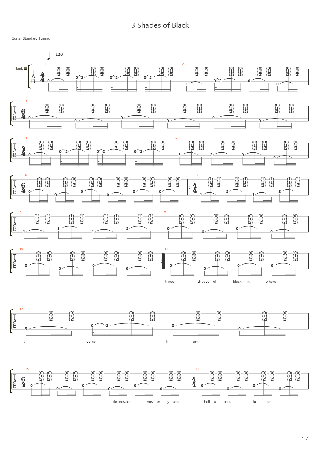 Three Shades Of Black吉他谱