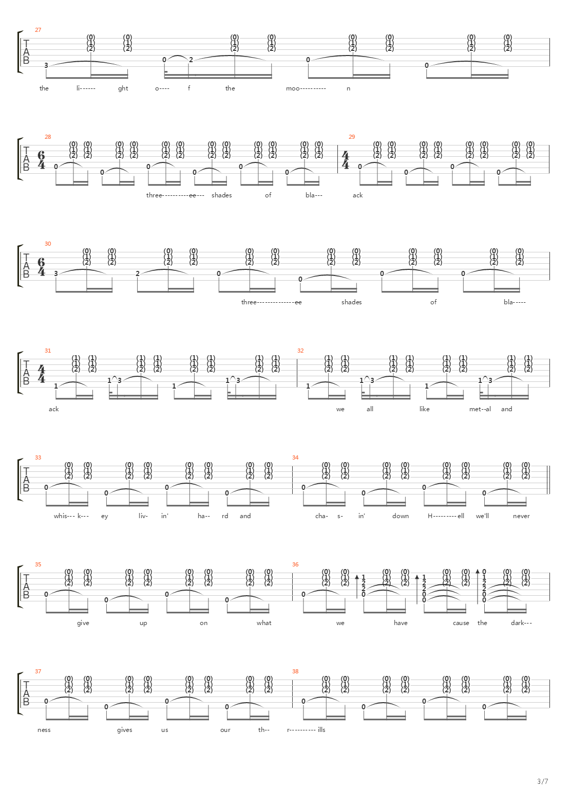 Three Shades Of Black吉他谱