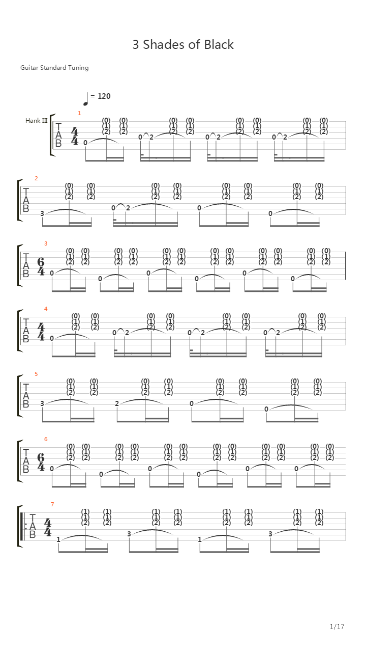 Three Shades Of Black吉他谱