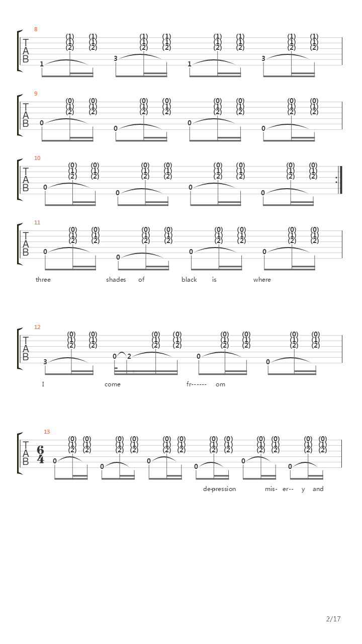 Three Shades Of Black吉他谱