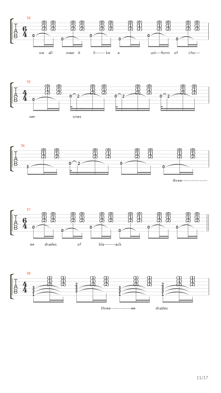 Three Shades Of Black吉他谱