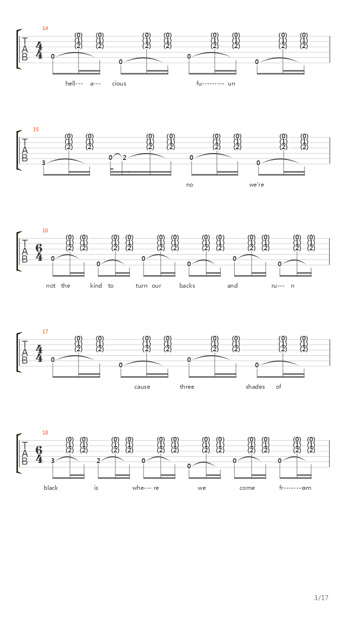 Three Shades Of Black吉他谱