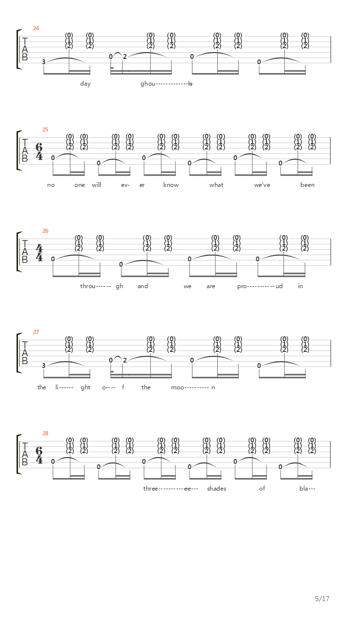 Three Shades Of Black吉他谱