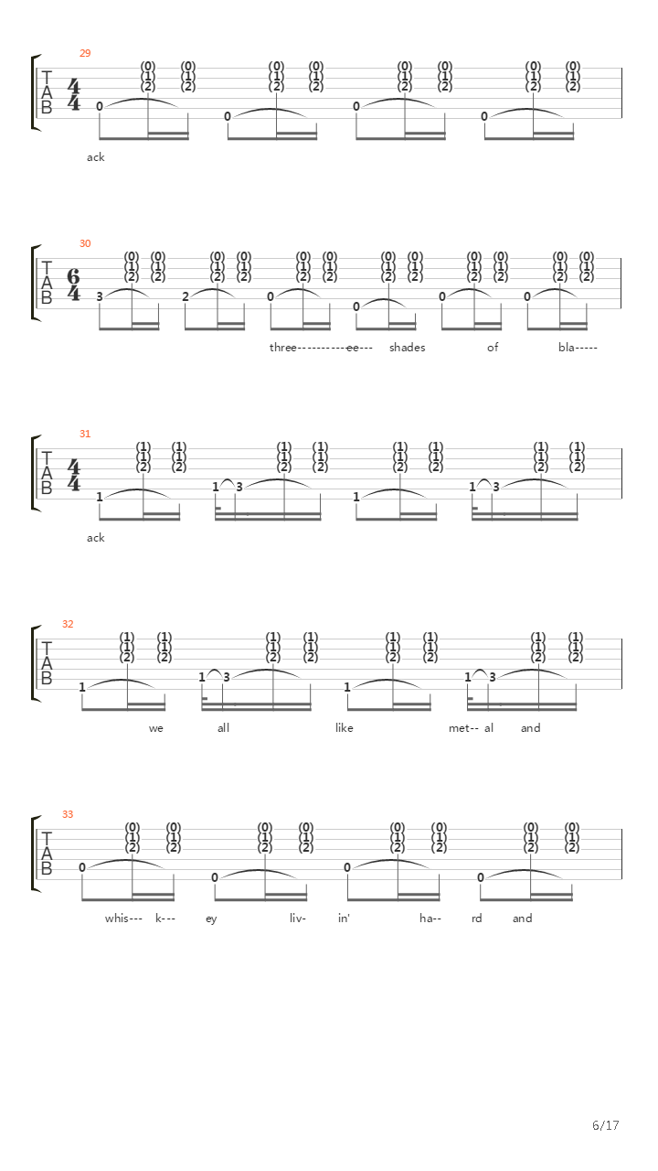 Three Shades Of Black吉他谱