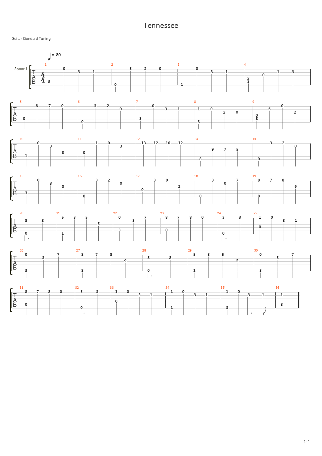 Pearl Harbor-Tennessee吉他谱