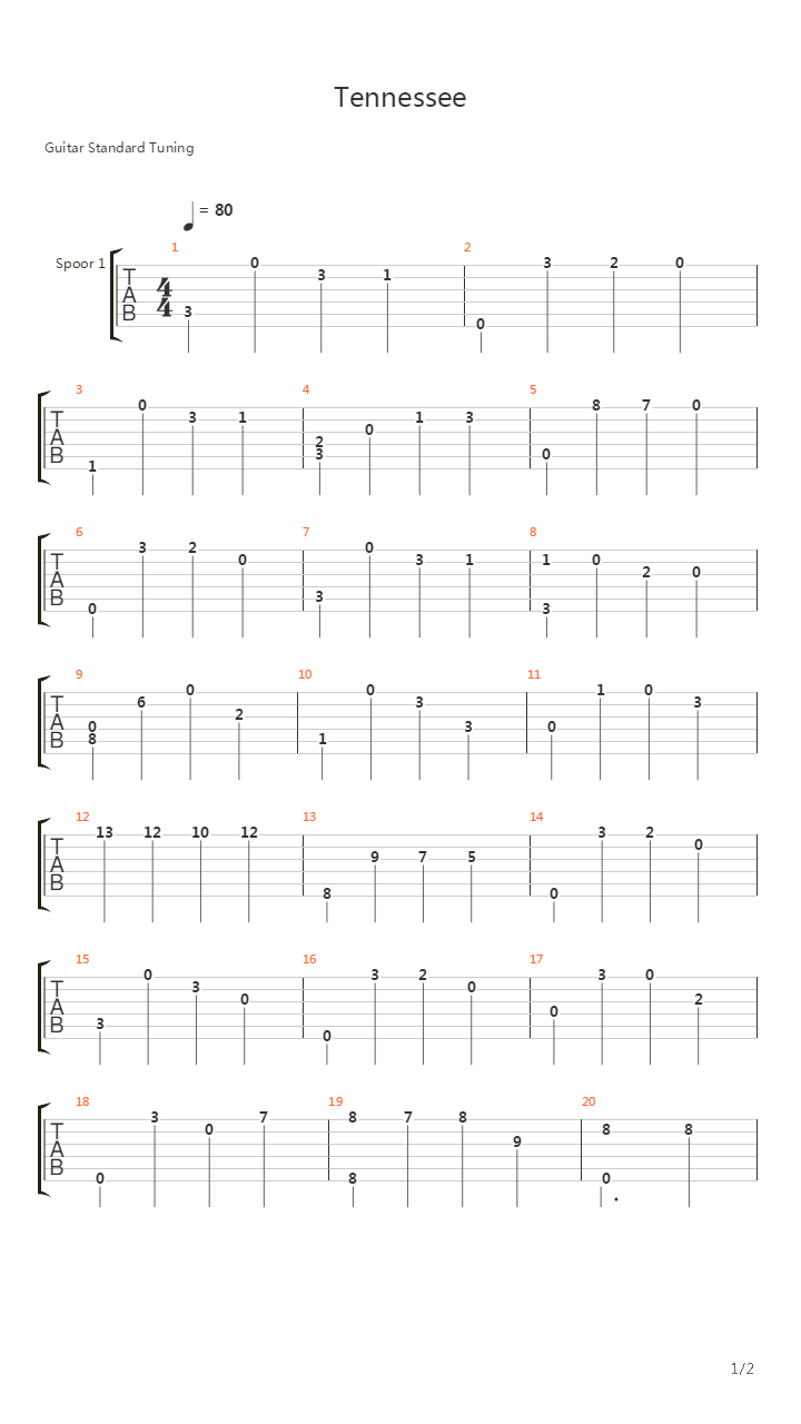 Pearl Harbor-Tennessee吉他谱