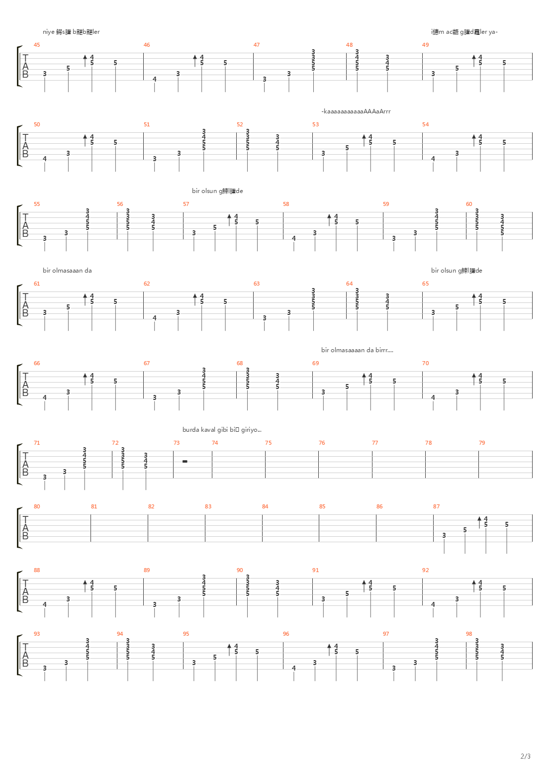 Melekler吉他谱