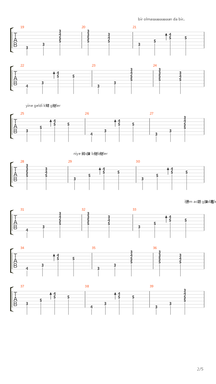 Melekler吉他谱
