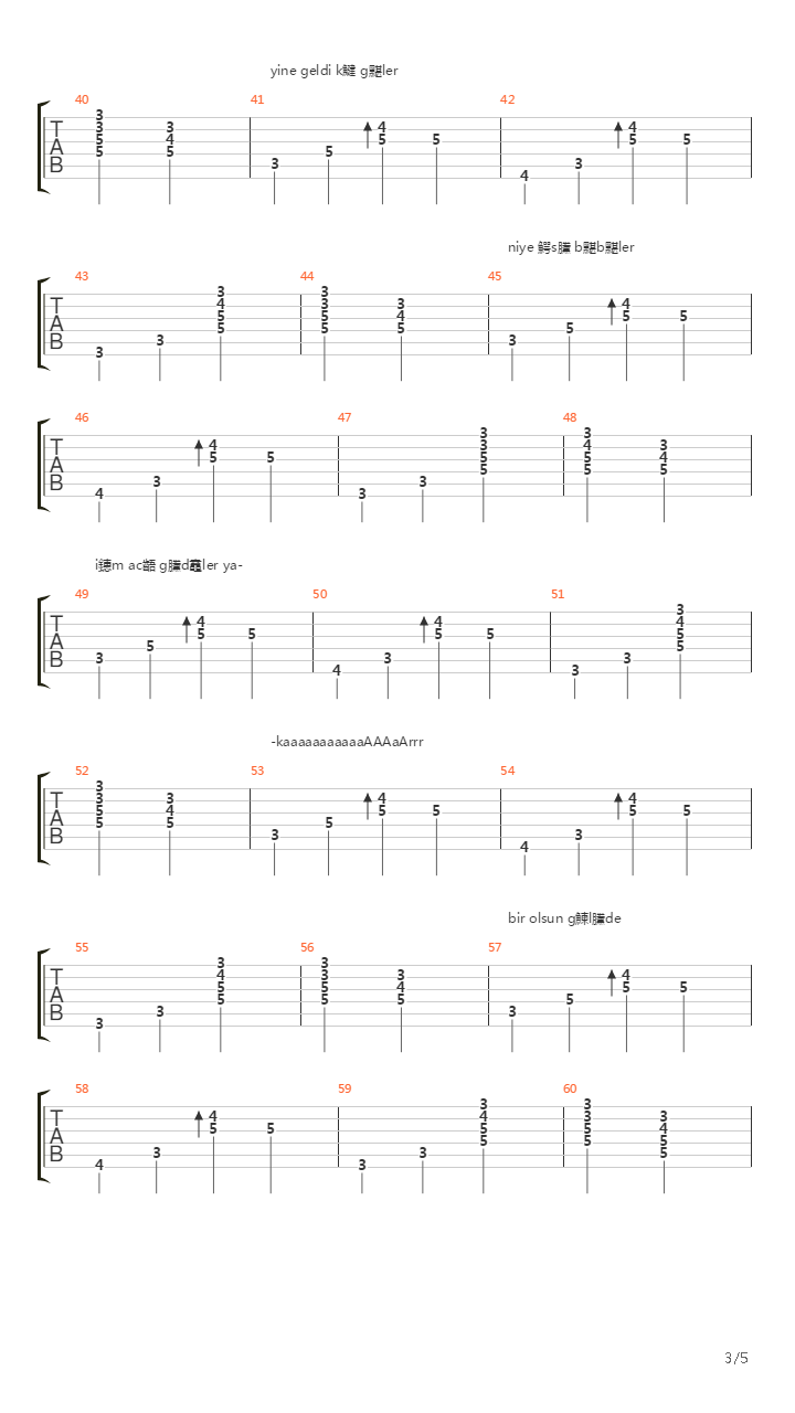 Melekler吉他谱