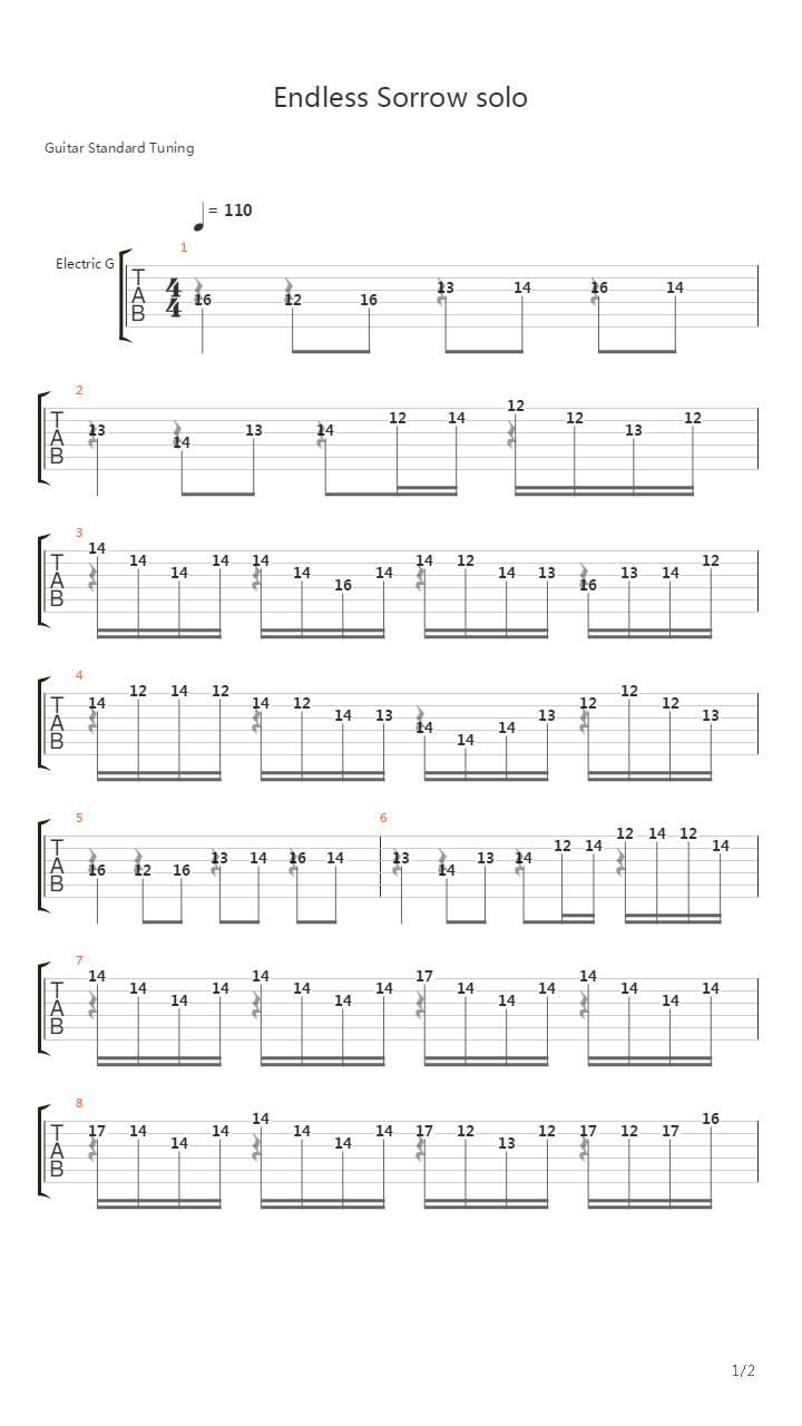 Endless Sorrow Solo吉他谱
