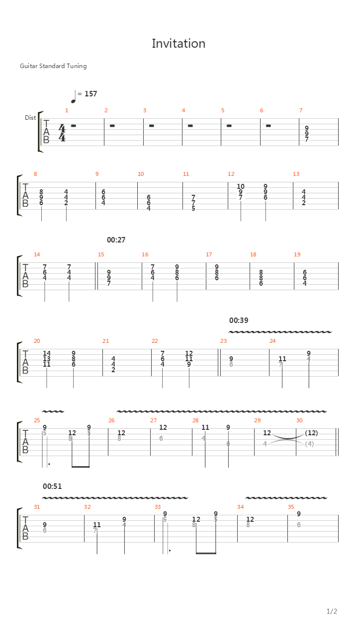 Invitation吉他谱